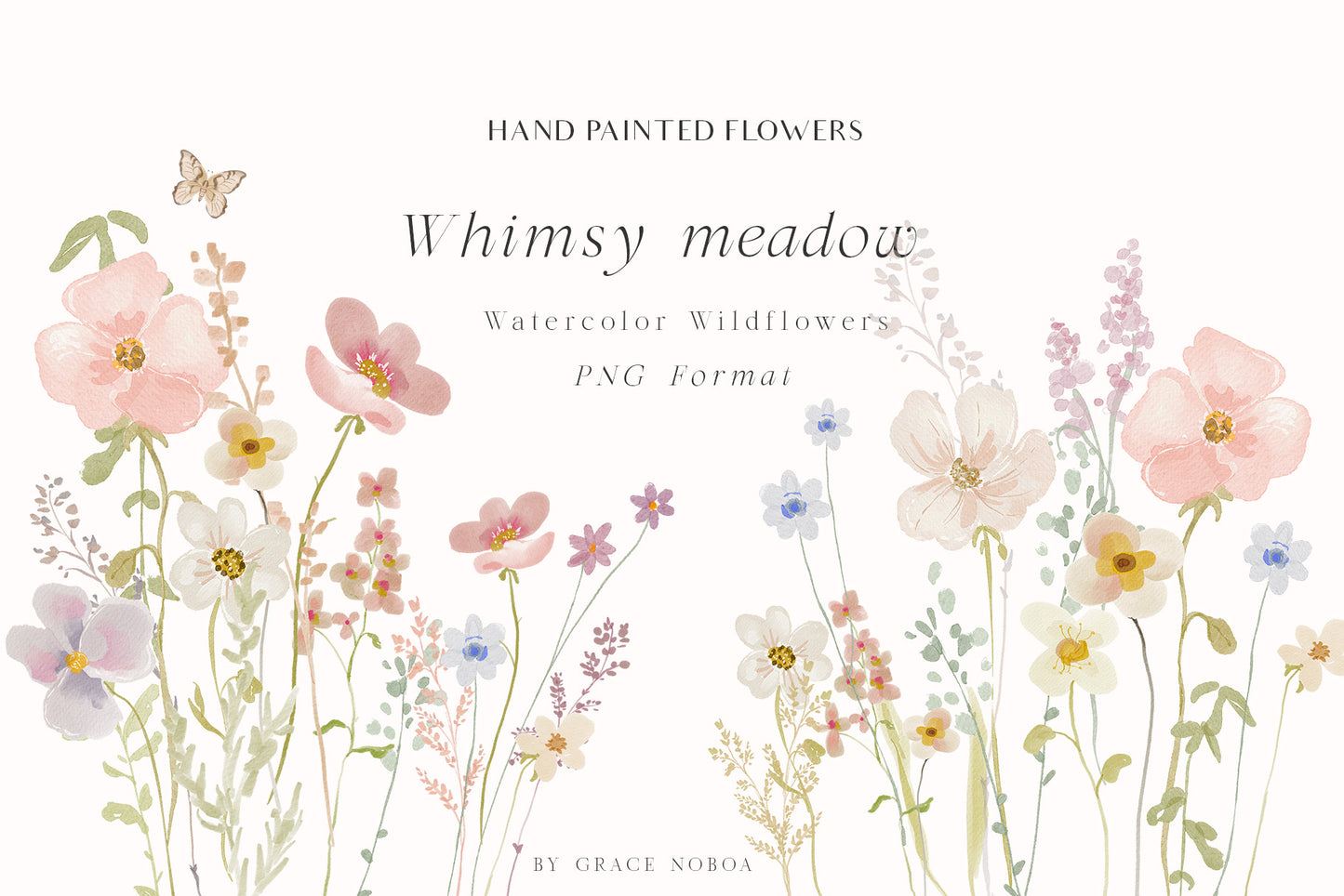 Watercolor spring floral wildflower clipart