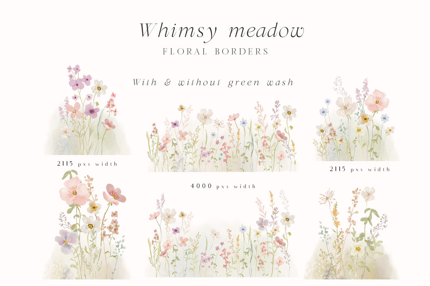 Watercolor spring floral wildflower clipart