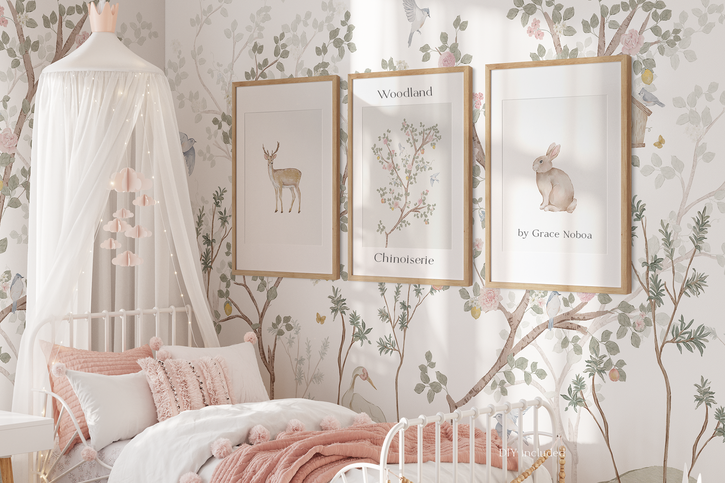 Watercolor woodland chinoiserie collection