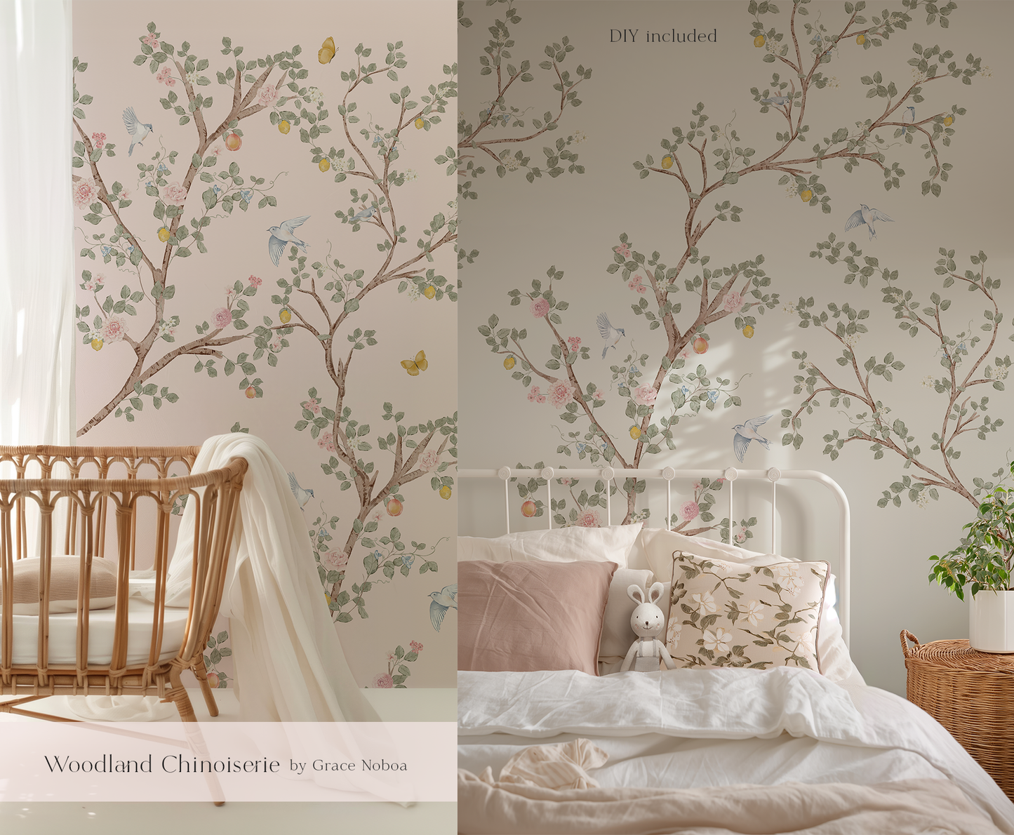 Watercolor woodland chinoiserie collection