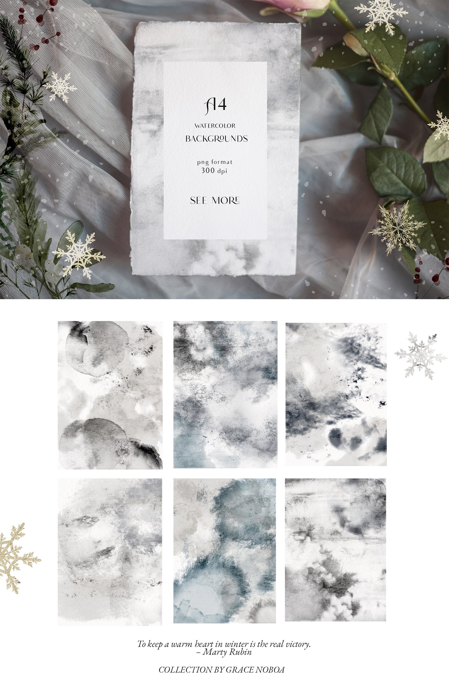 Watercolor Christmas winter grennery florals clipart