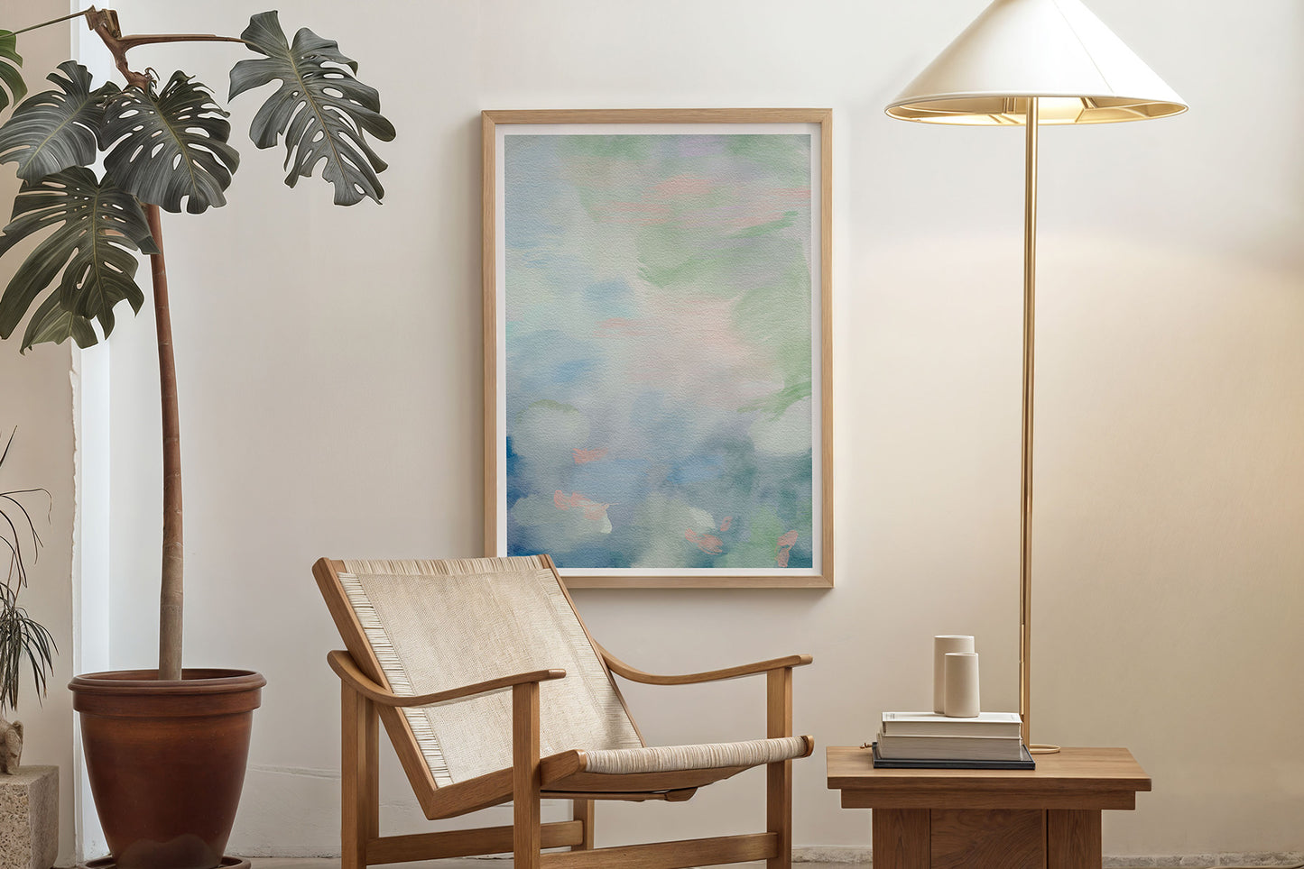 Abstract waterccolor monet inspired background textured posters