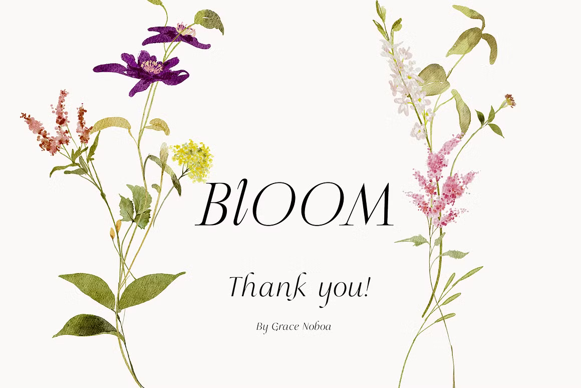 Wildflower spring watercolor floral clipart