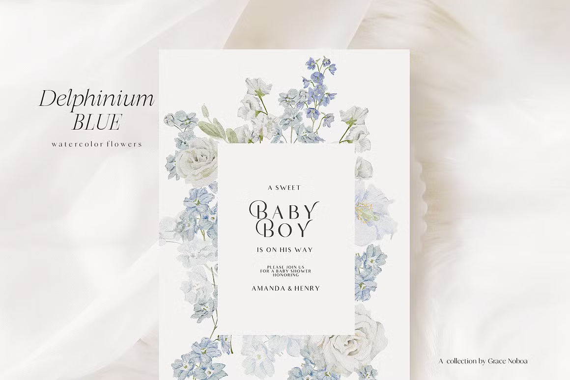 Delphinium Blue Delicate Flowers clipart