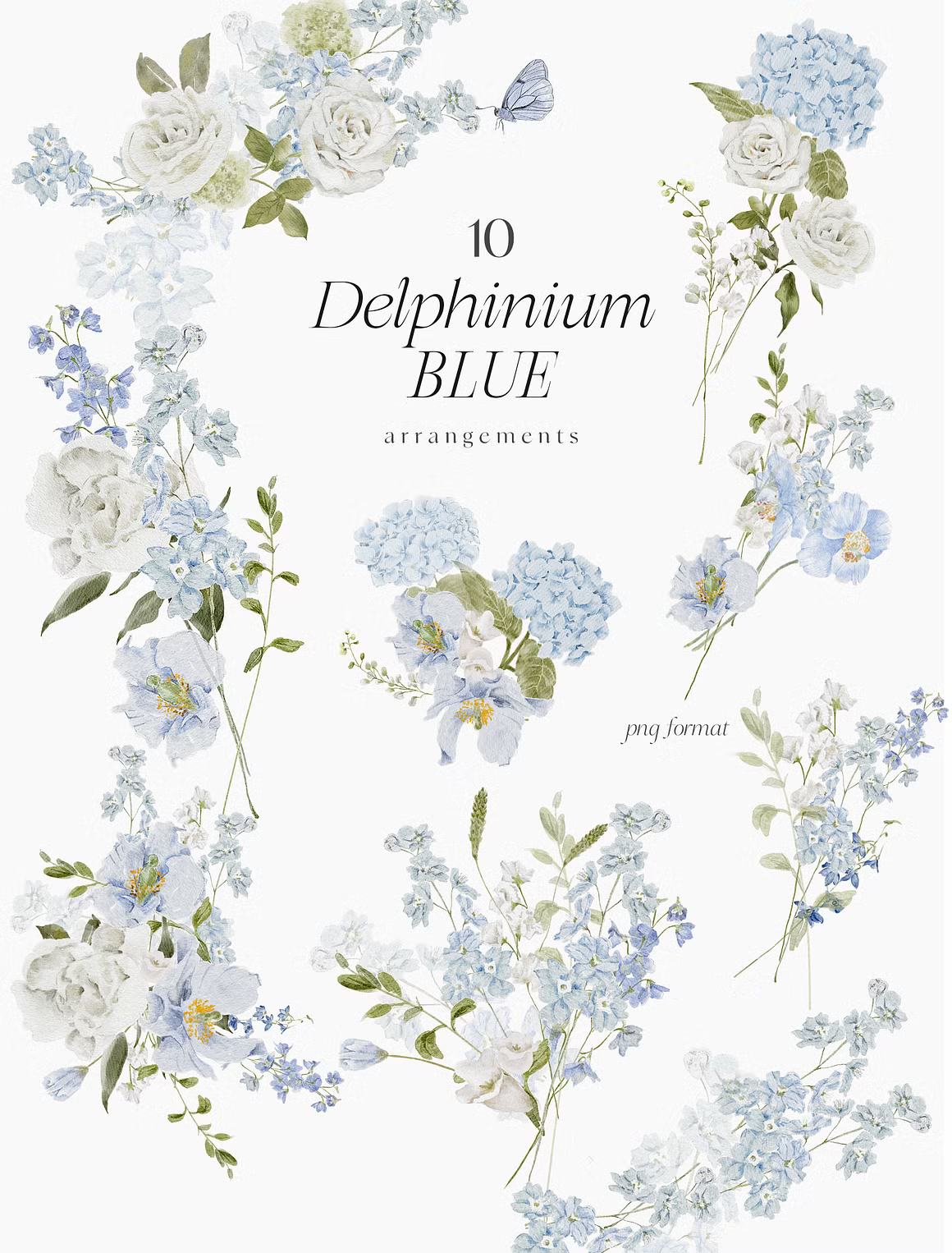 Delphinium Blue Delicate Flowers clipart