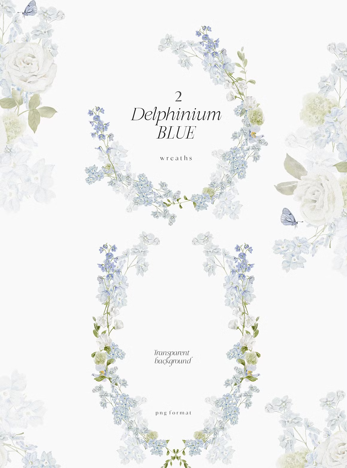 Delphinium Blue Delicate Flowers clipart