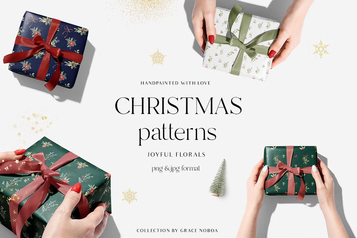 Christmas Floral watercolor graphic clipart