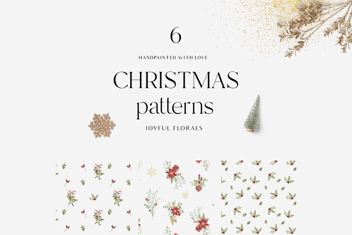 Christmas Floral watercolor graphic clipart