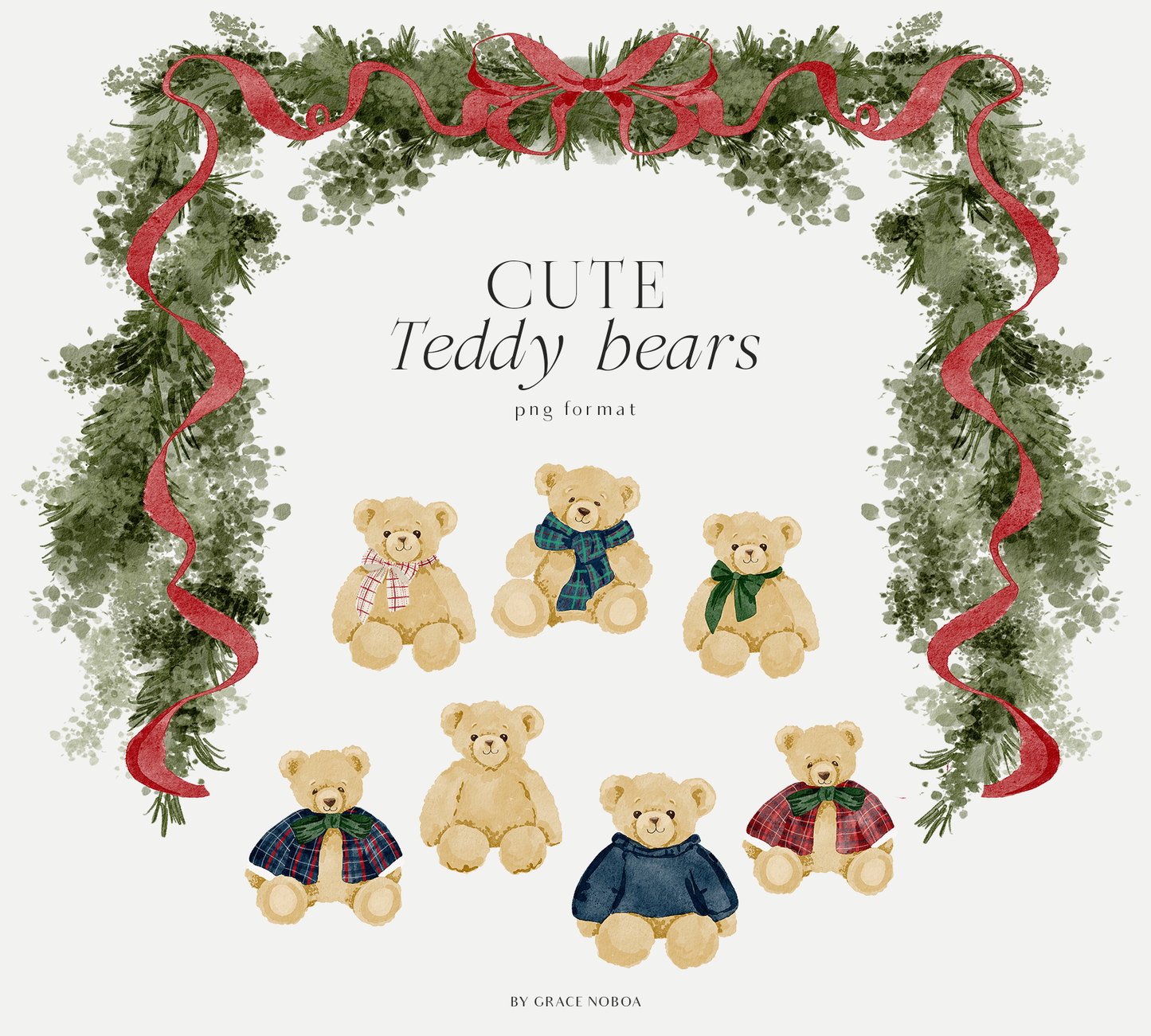 Watercolor classic christmas santa claus nutcracker