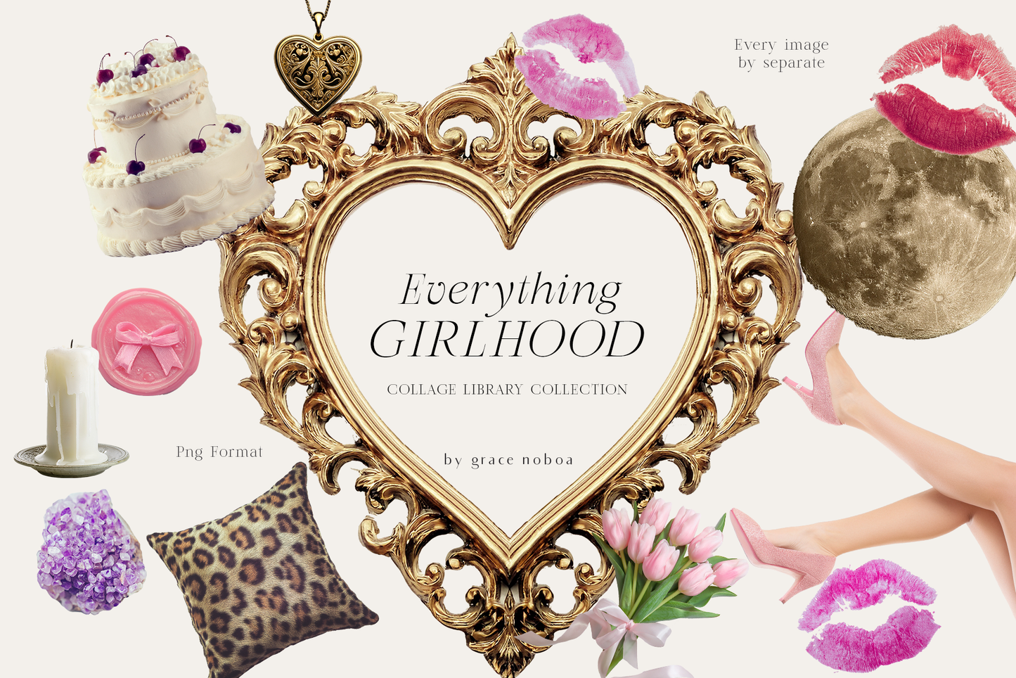 Girlhood collage scrapbook png lace bows
