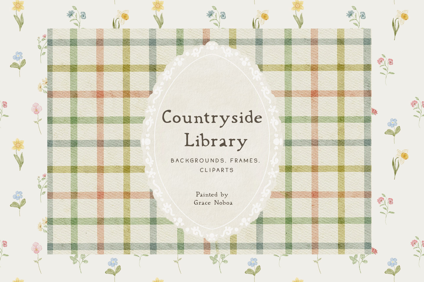 Countryside Checkered plaid Pastel Spring Backgrounds Wallpapers