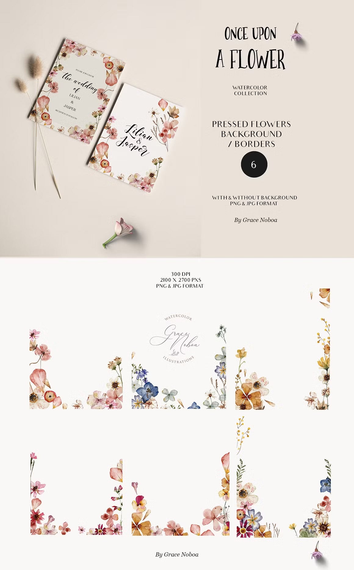 Meadow fairy watercolor dried wildflowers clipart