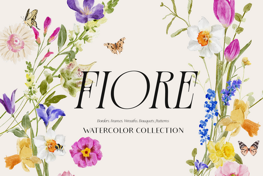 Fiore colorful Bright spring and summer watercolor flowers clipart