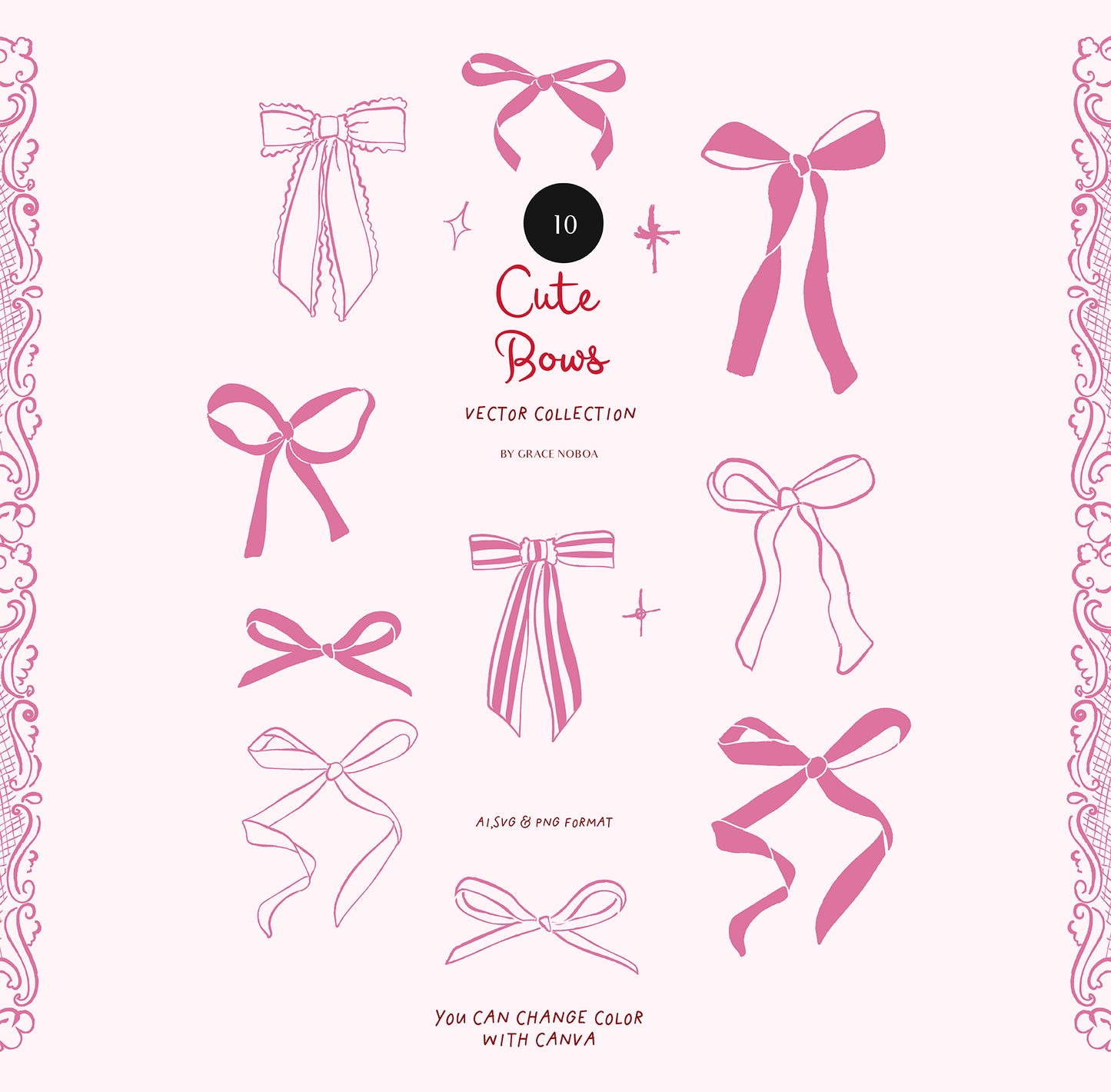 Valentine's day Cherups vintage angel babies, Pink galentines vector illustrations
