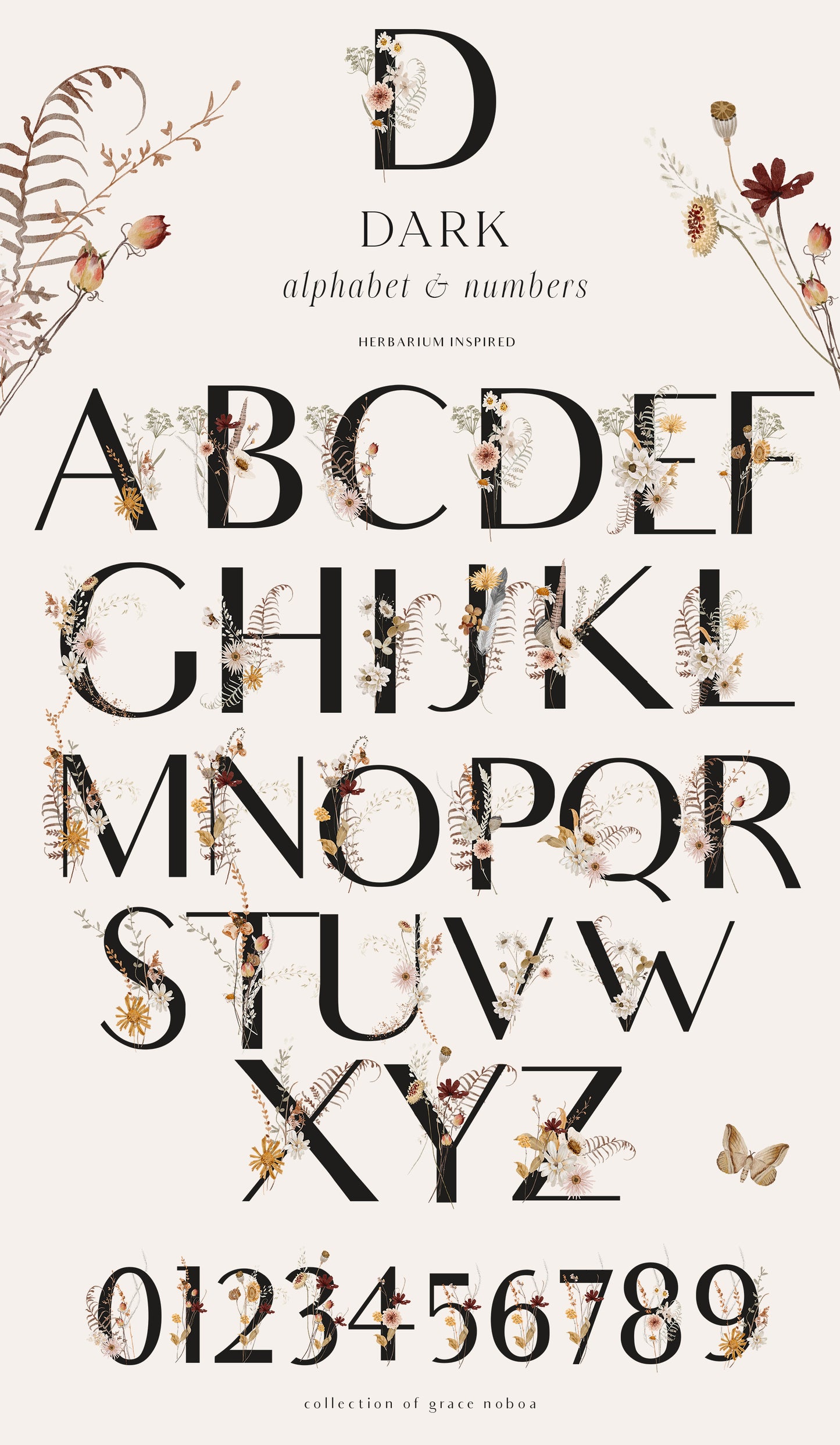 Wildflowers dried flowers watercolor floral clipart