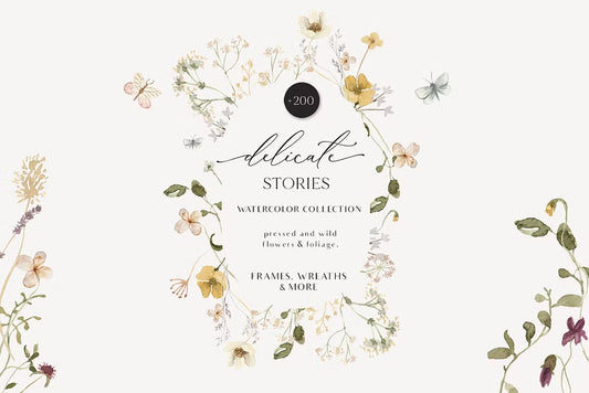 Delicate Stories Wildflowers watercolor flowers clipart