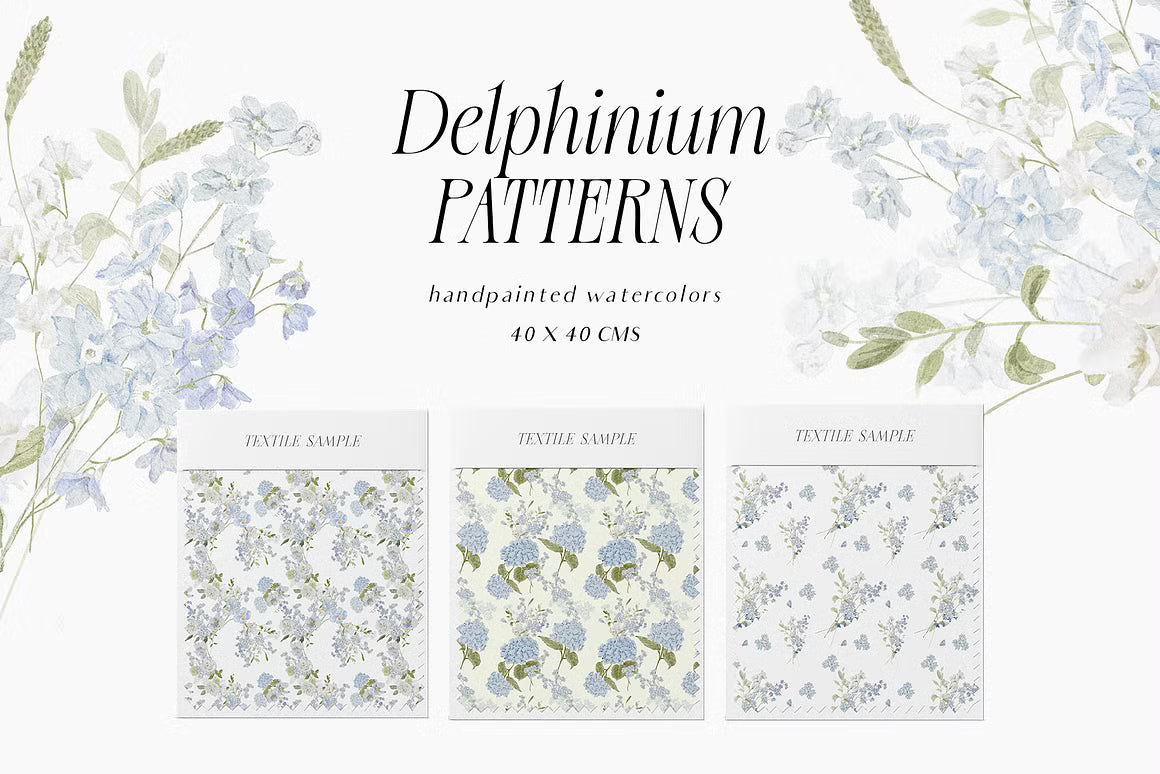 Delphinium Blue Delicate Flowers clipart