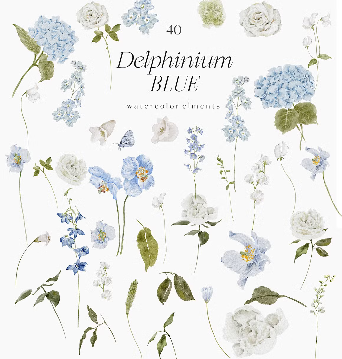 Delphinium Blue Delicate Flowers clipart