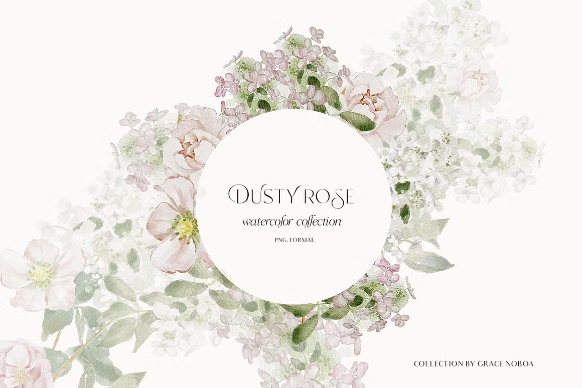 Dusty Rose fall watercolor flowers
