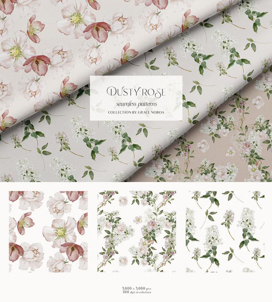 Dusty Rose fall watercolor flowers