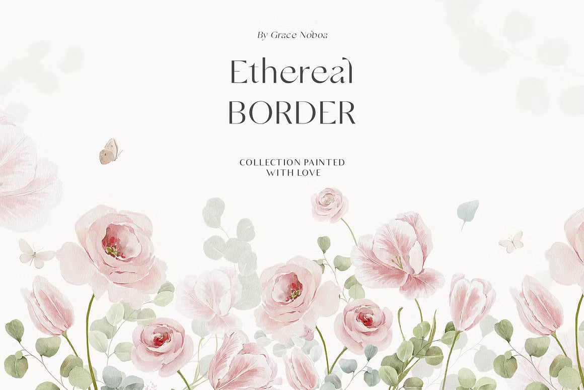 Watercolor pink blush tulips flowers cliaprt