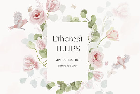 Watercolor pink blush tulips flowers cliaprt