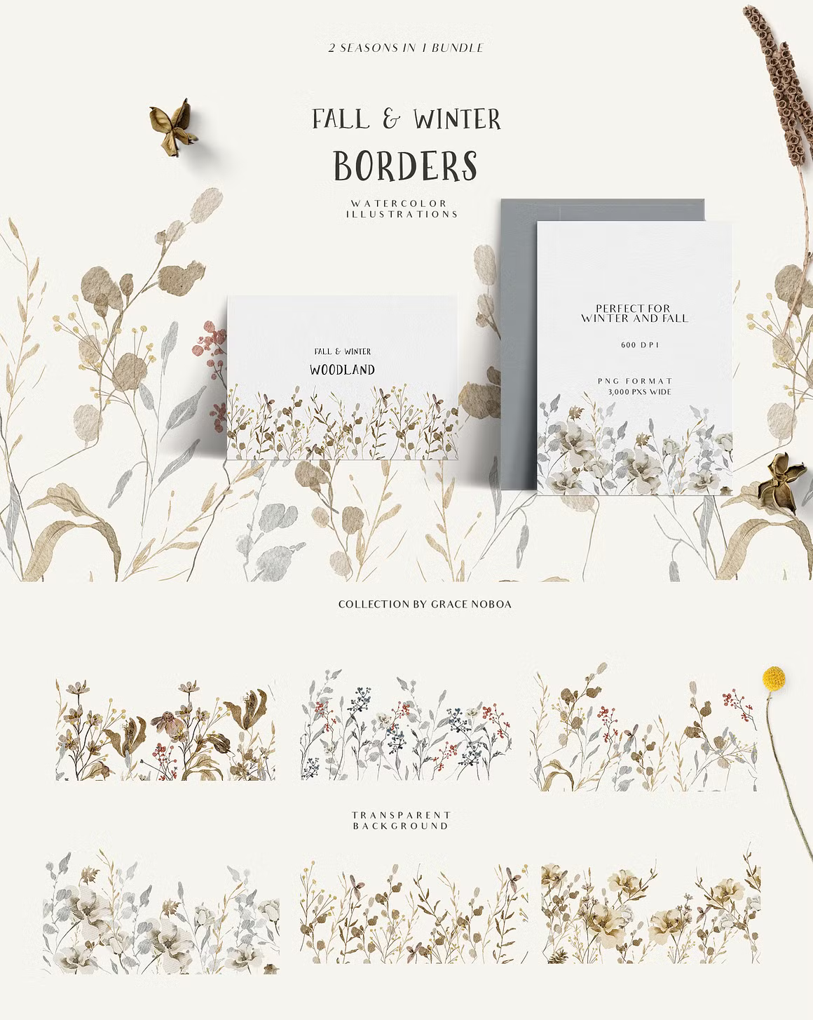 Fall & Winter Woodland Animals set for kids and childrens cliparts