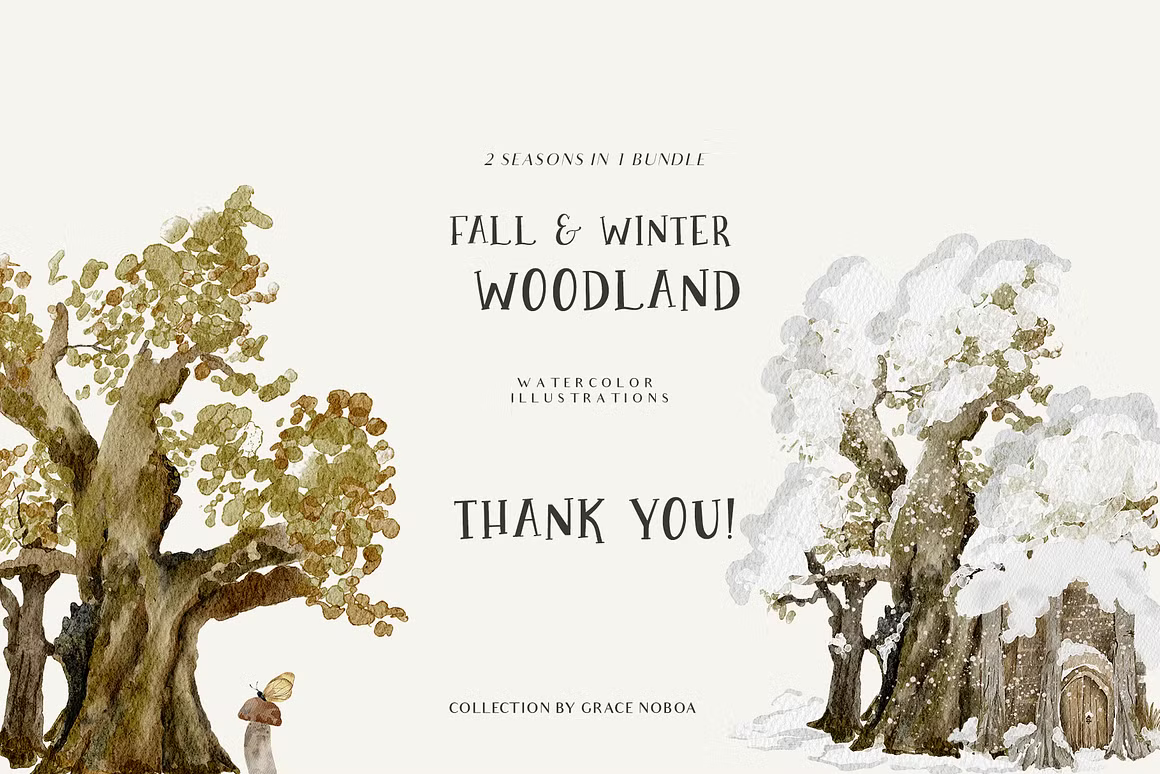 Fall & Winter Woodland Animals set for kids and childrens cliparts