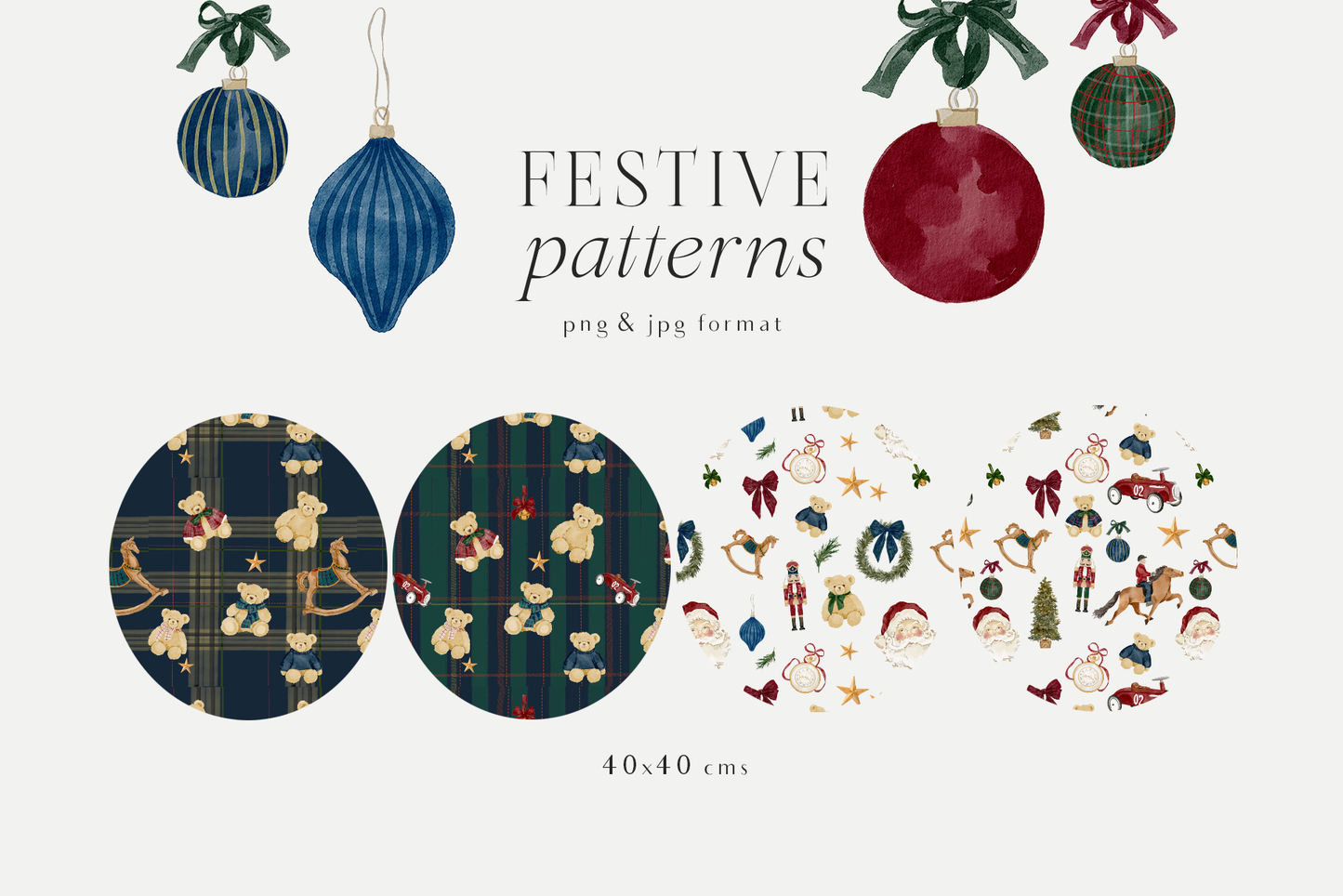 Watercolor classic christmas santa claus nutcracker