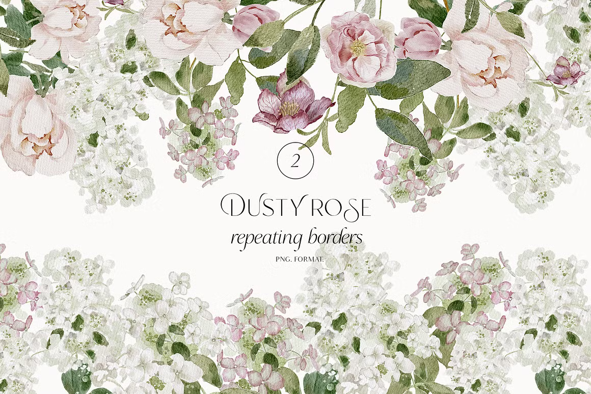 Dusty Rose fall watercolor flowers