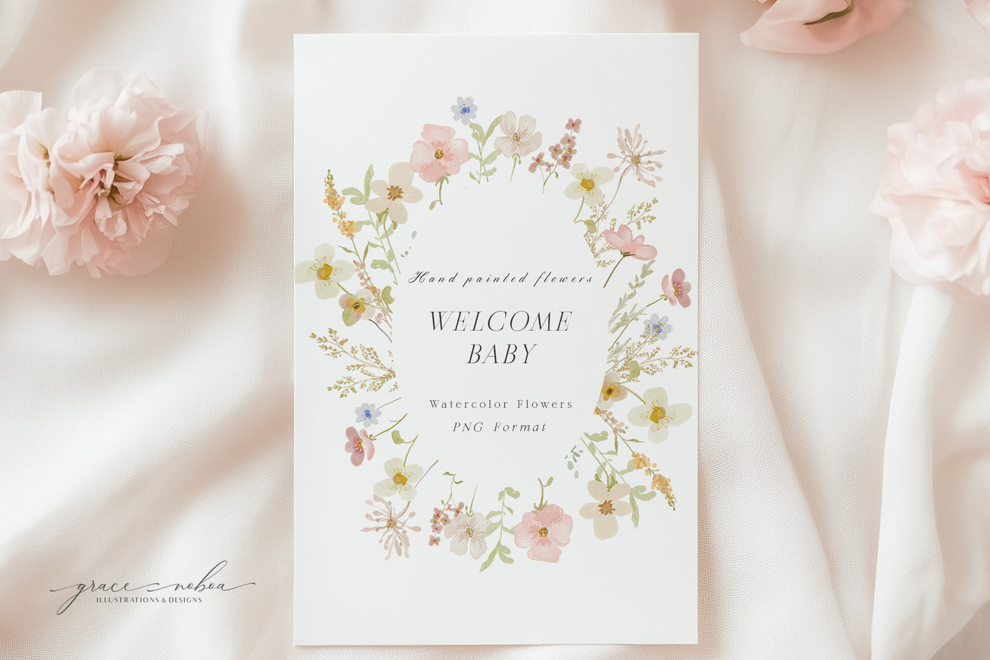 Watercolor spring floral wildflower clipart