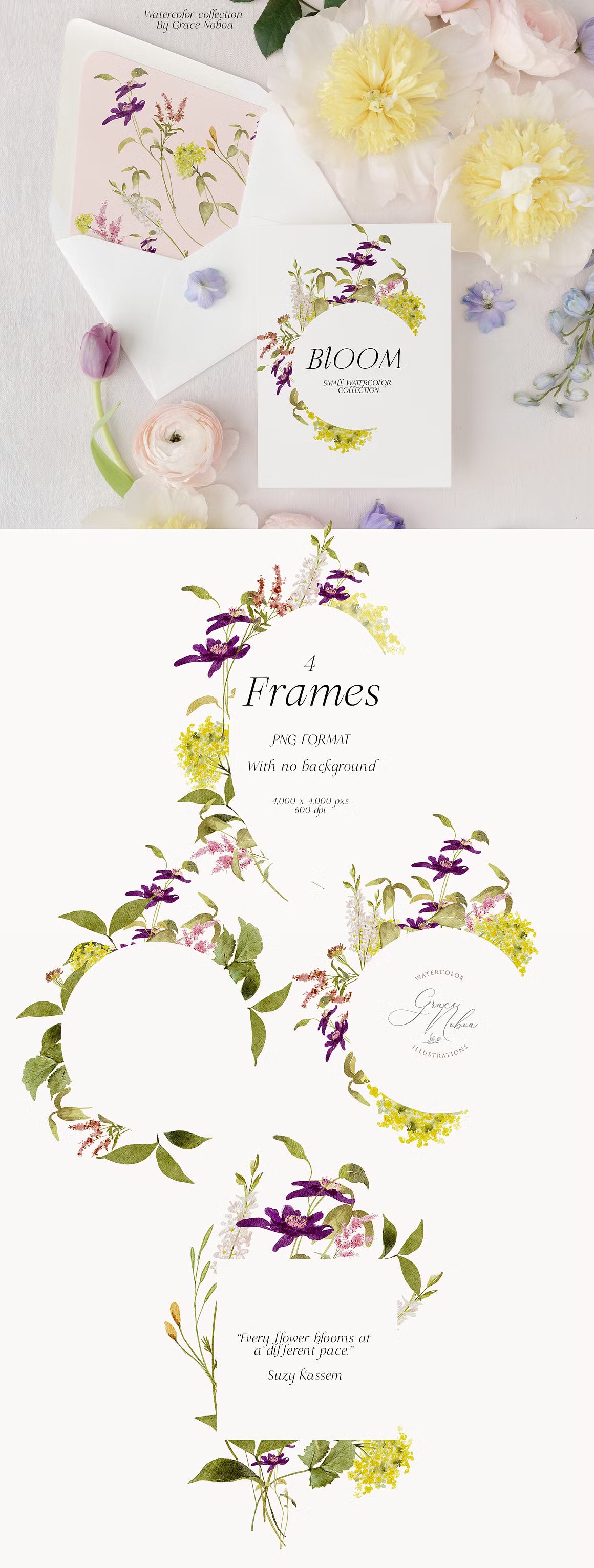 Wildflower spring watercolor floral clipart