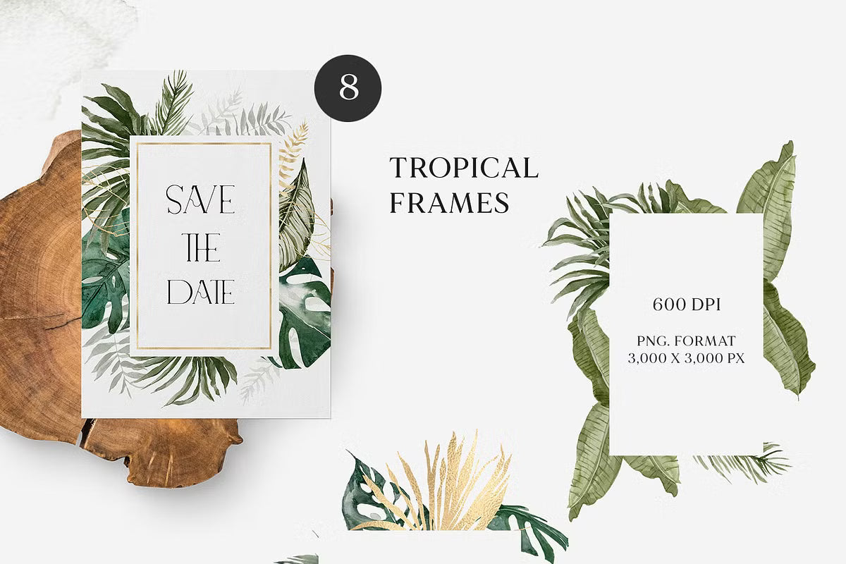 Exotic Greenery tropical foliage set