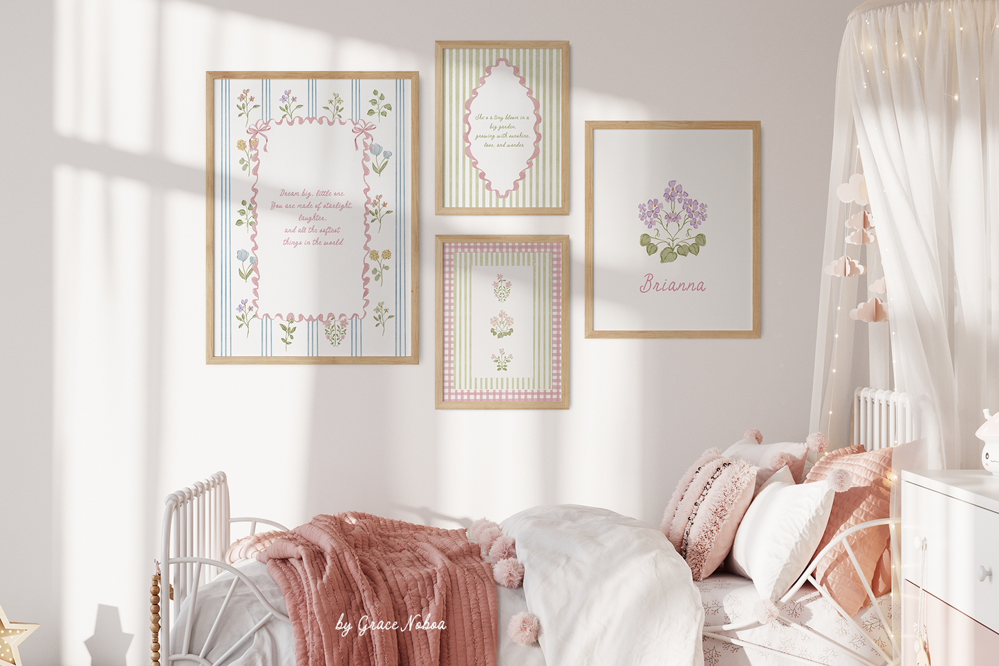 Grandmillenial whimsy flowers stripes