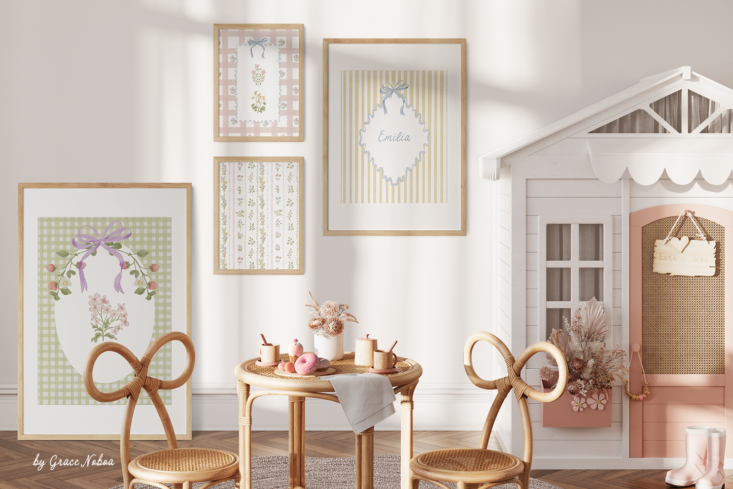 Grandmillenial whimsy flowers stripes