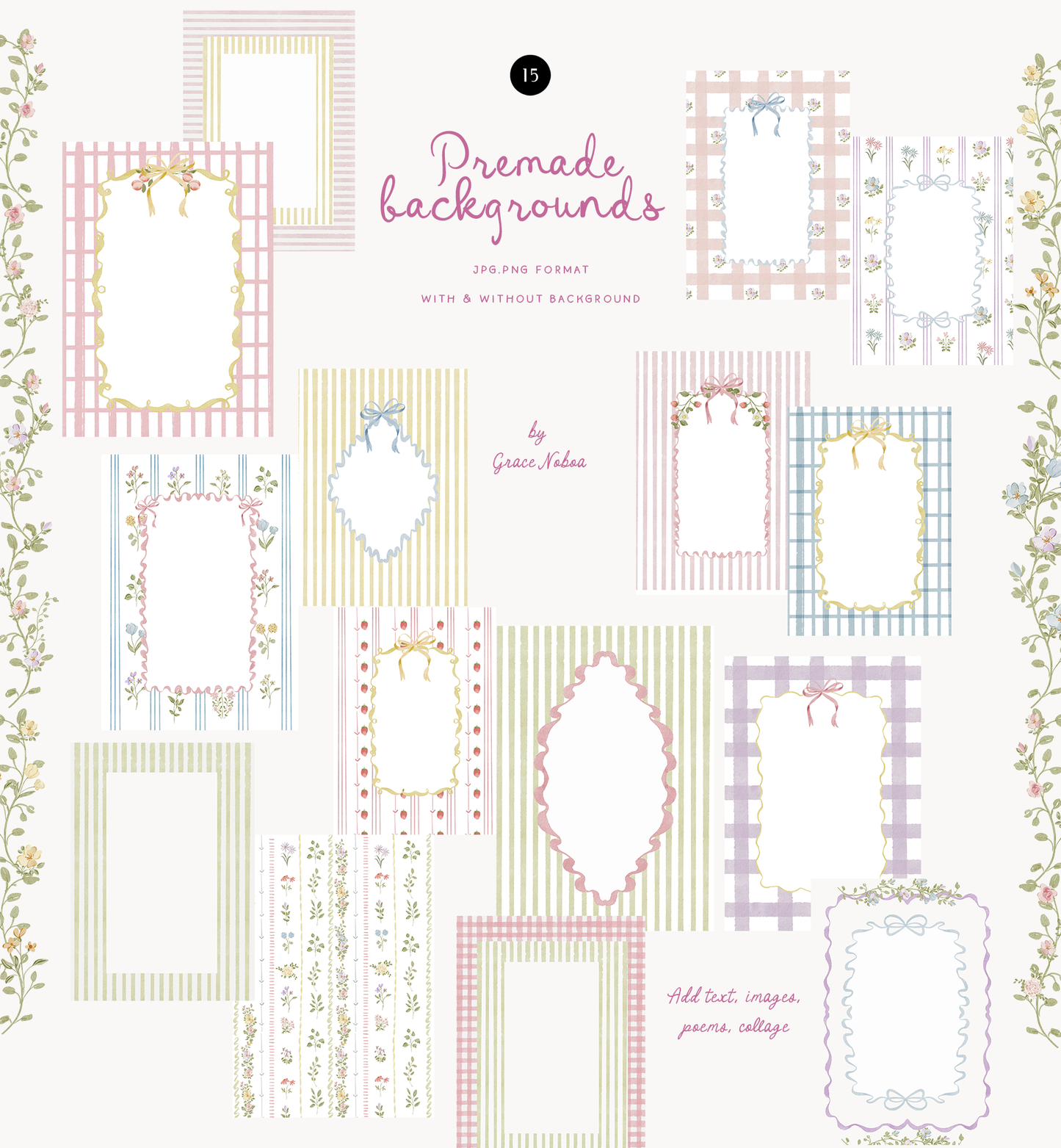 Grandmillenial whimsy flowers stripes