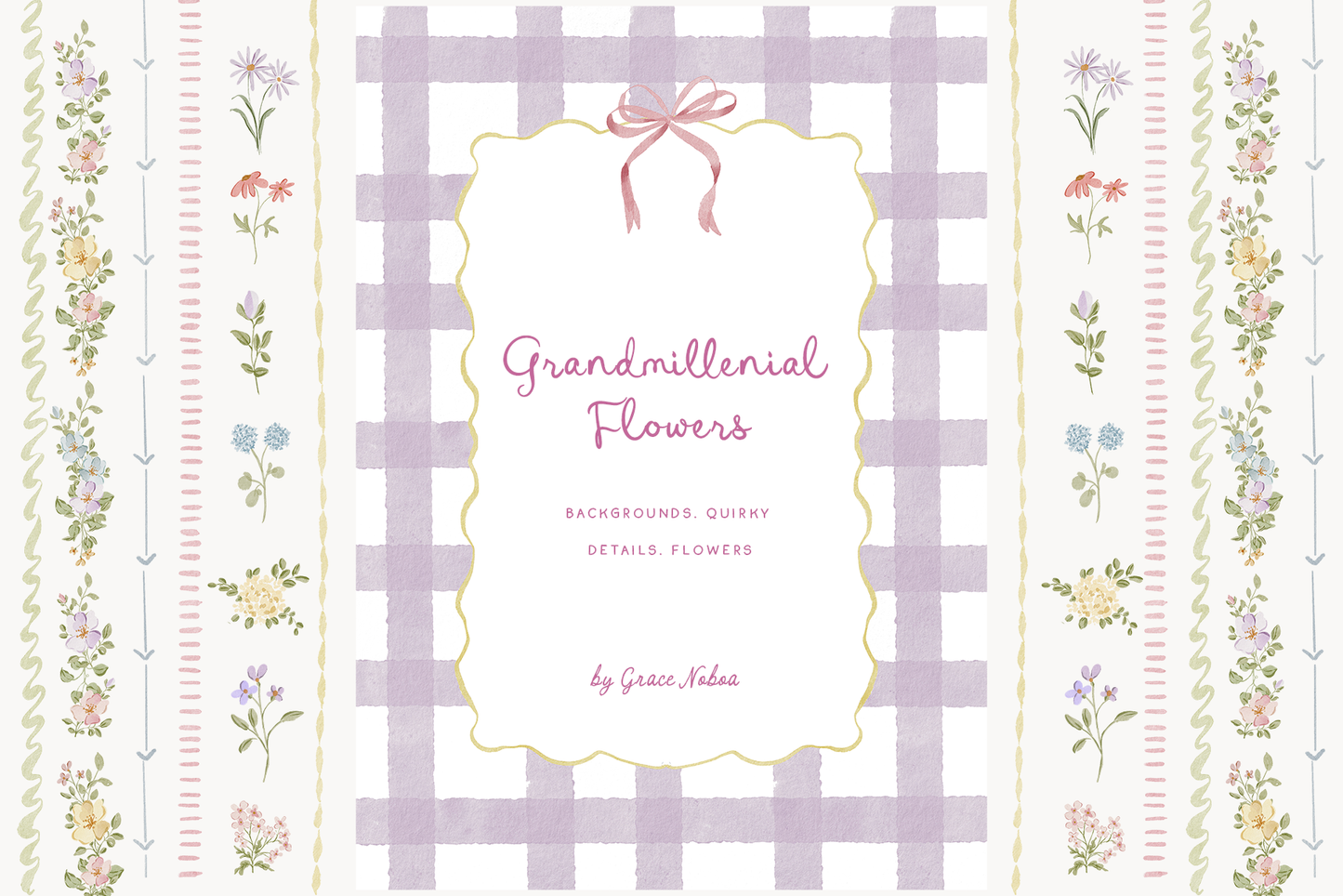 Grandmillenial whimsy flowers stripes
