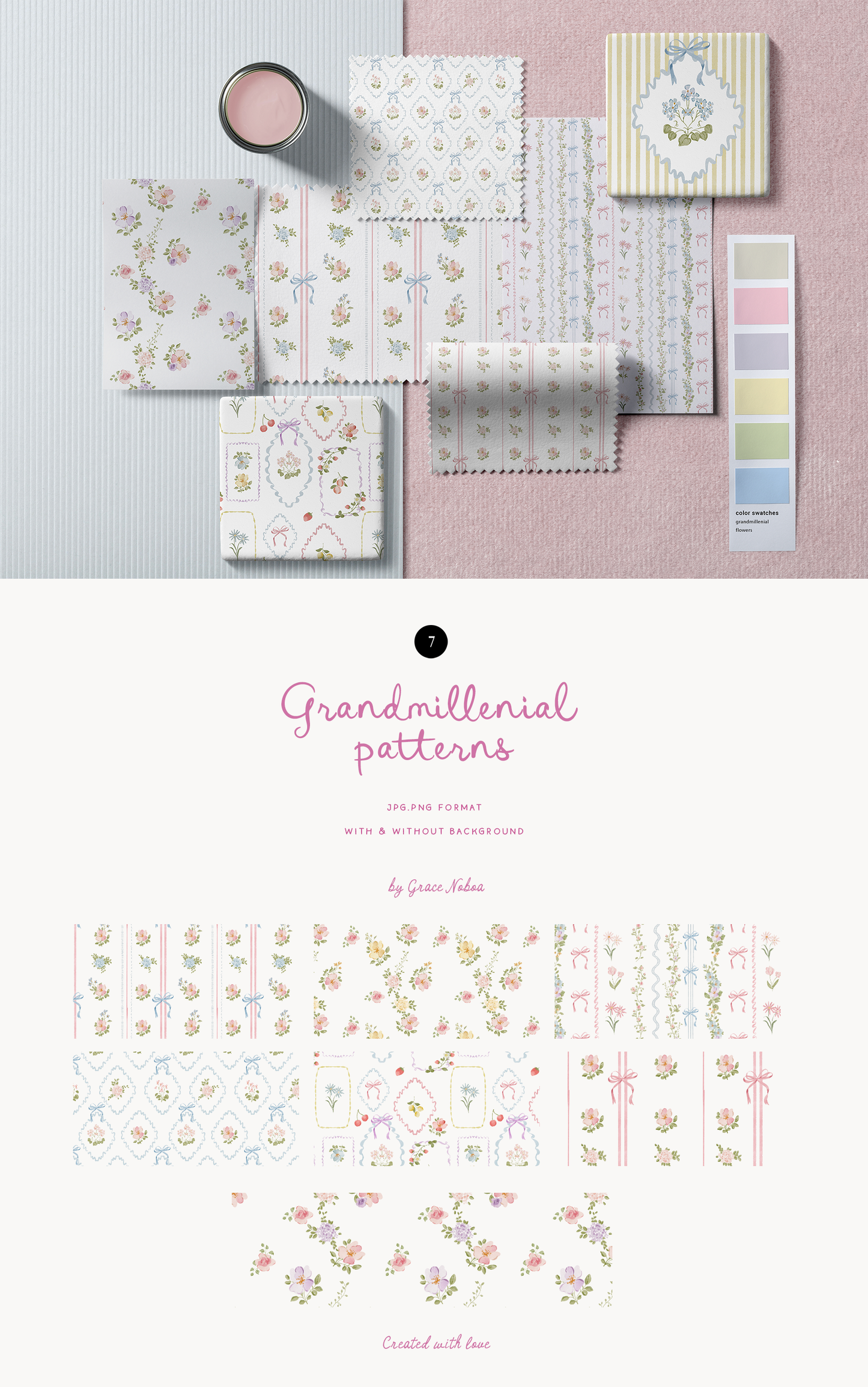 Grandmillenial whimsy flowers stripes