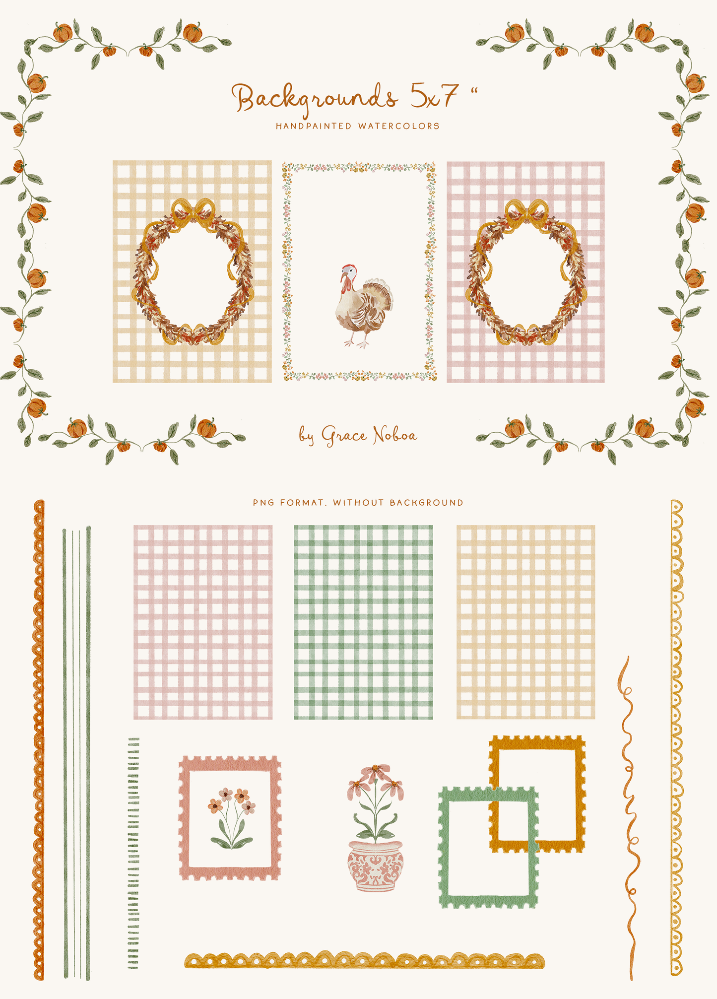 Grandmillenial watercolor thanksgiving autumn