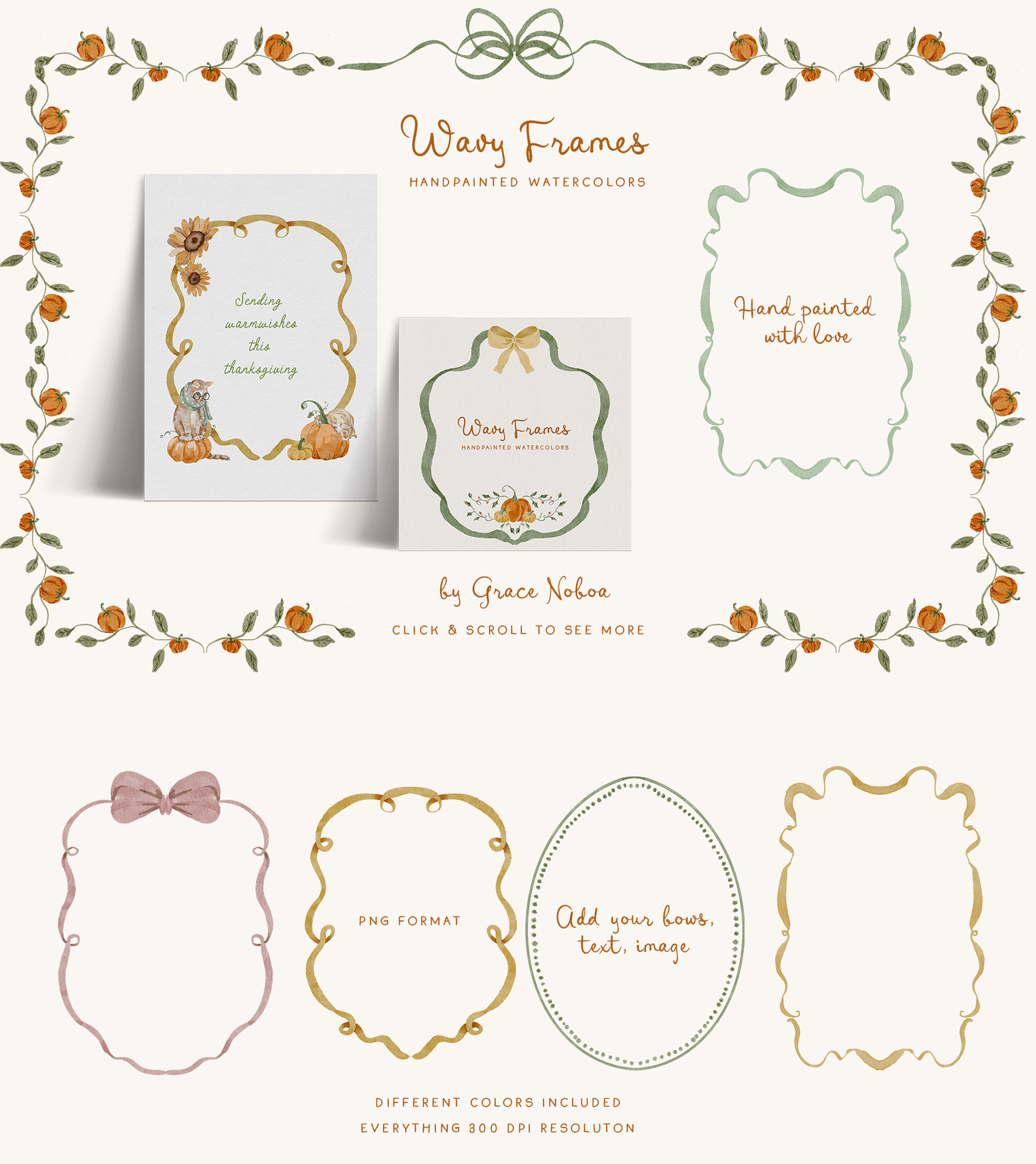 Grandmillenial watercolor thanksgiving autumn