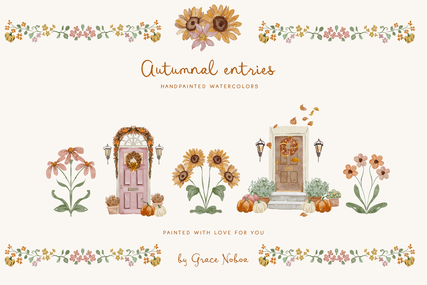 Grandmillenial watercolor thanksgiving autumn