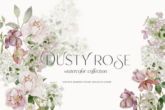 Dusty Rose fall watercolor flowers