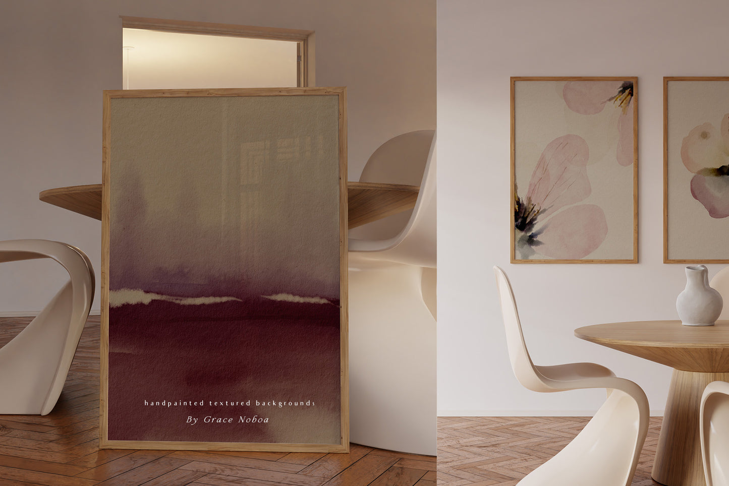 Organic Grainy Blurred textured backgrounds and moody posters for home decor