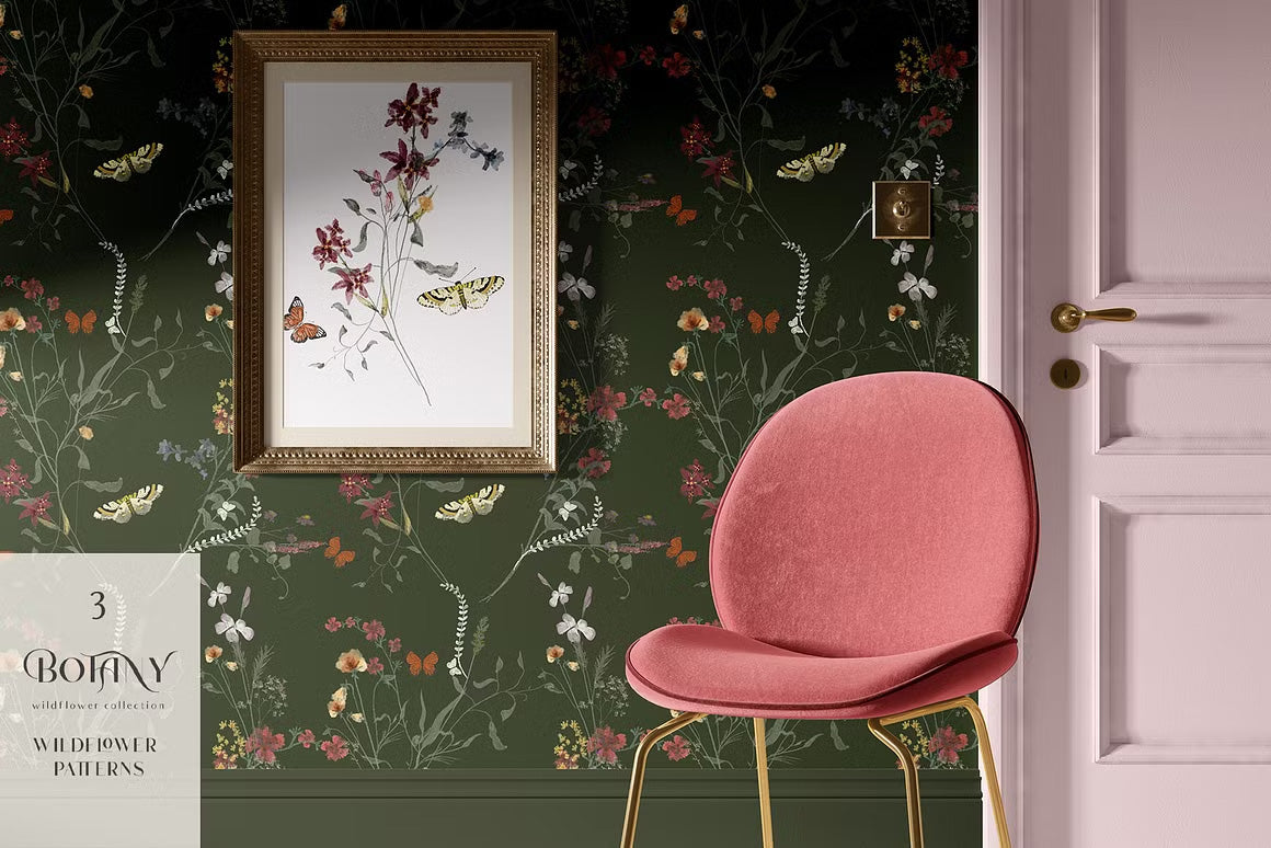 Botanical Wildflower tiny flowers set neutral muted tones clipart