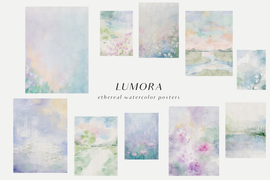 Abstract waterccolor monet inspired background textured posters
