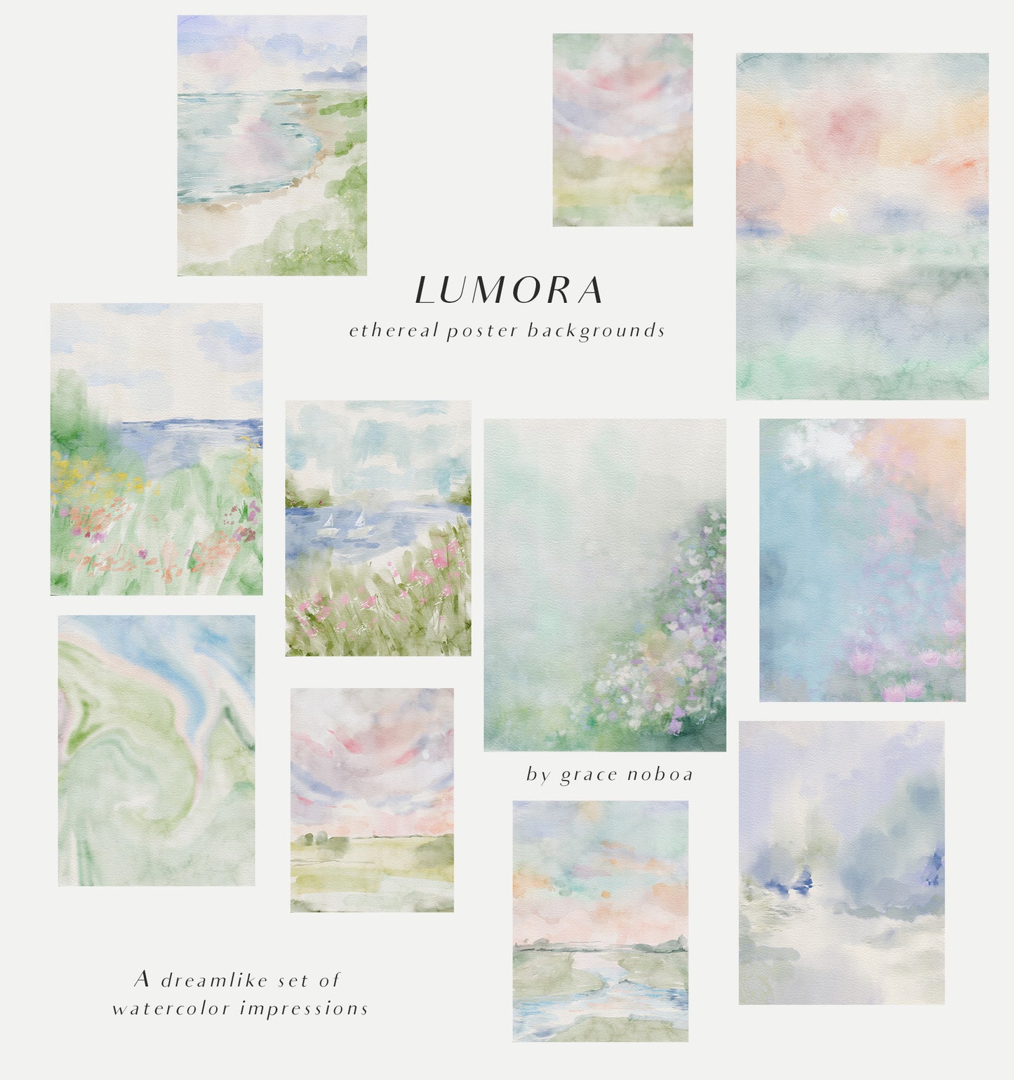 Abstract waterccolor monet inspired background textured posters