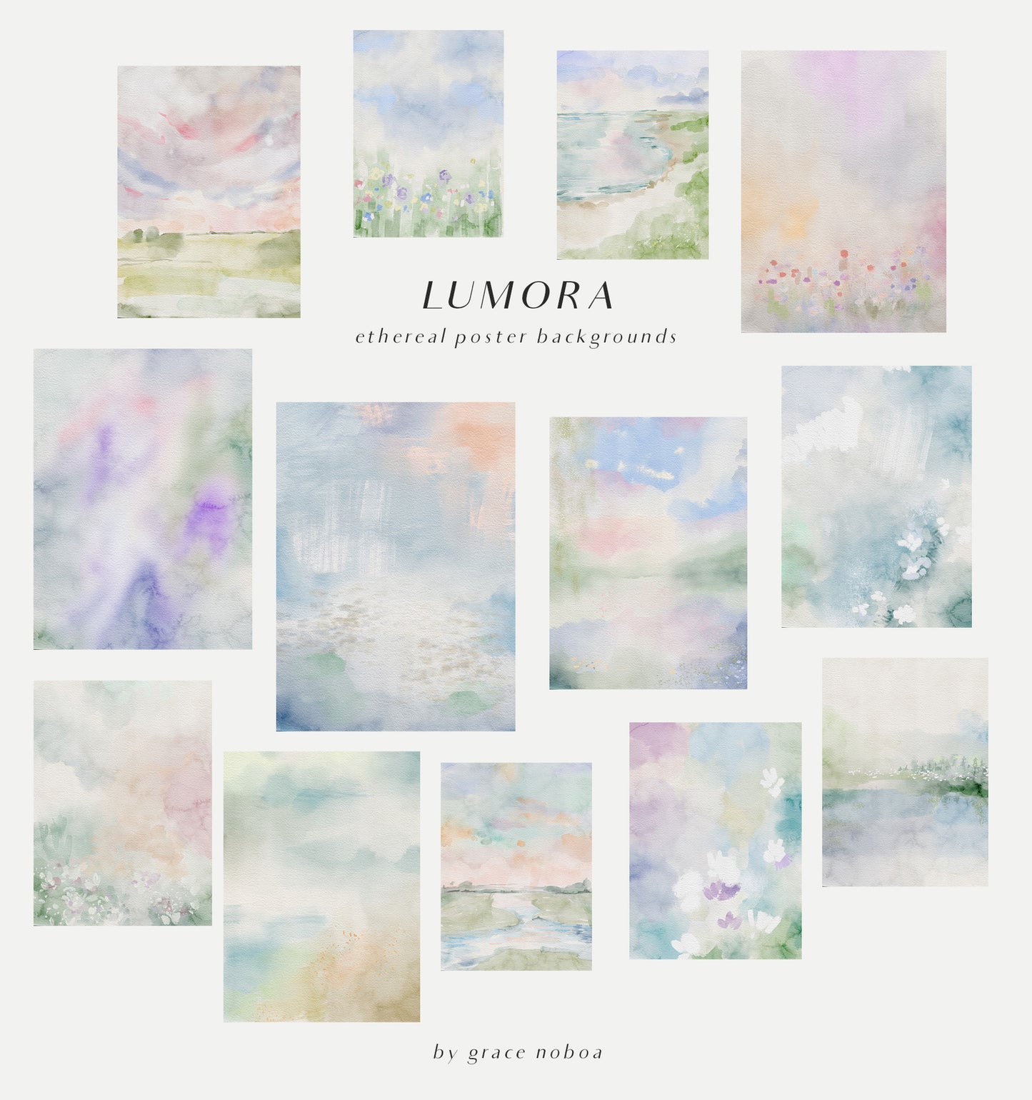 Abstract waterccolor monet inspired background textured posters