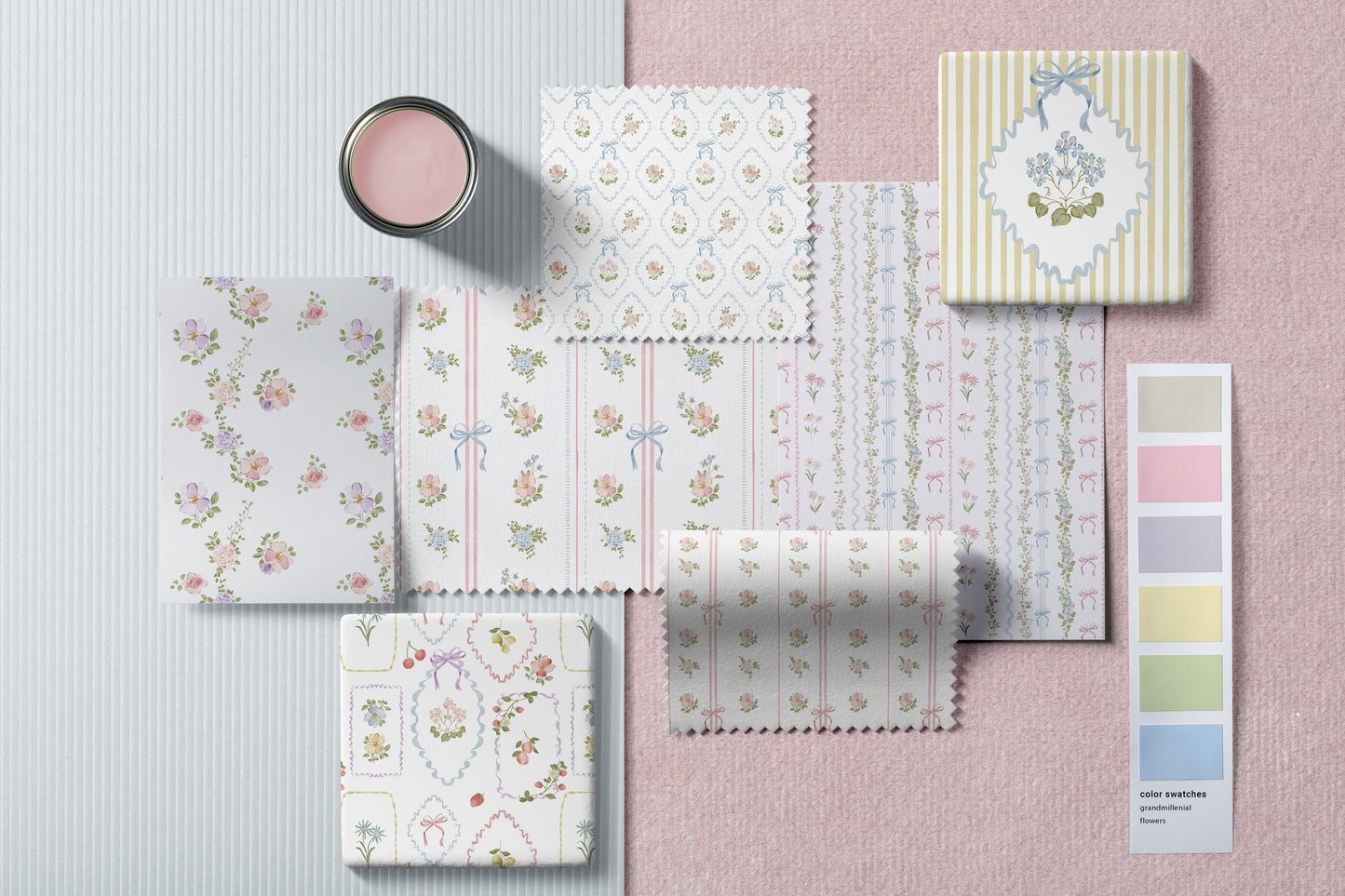 Grandmillenial whimsy flowers stripes