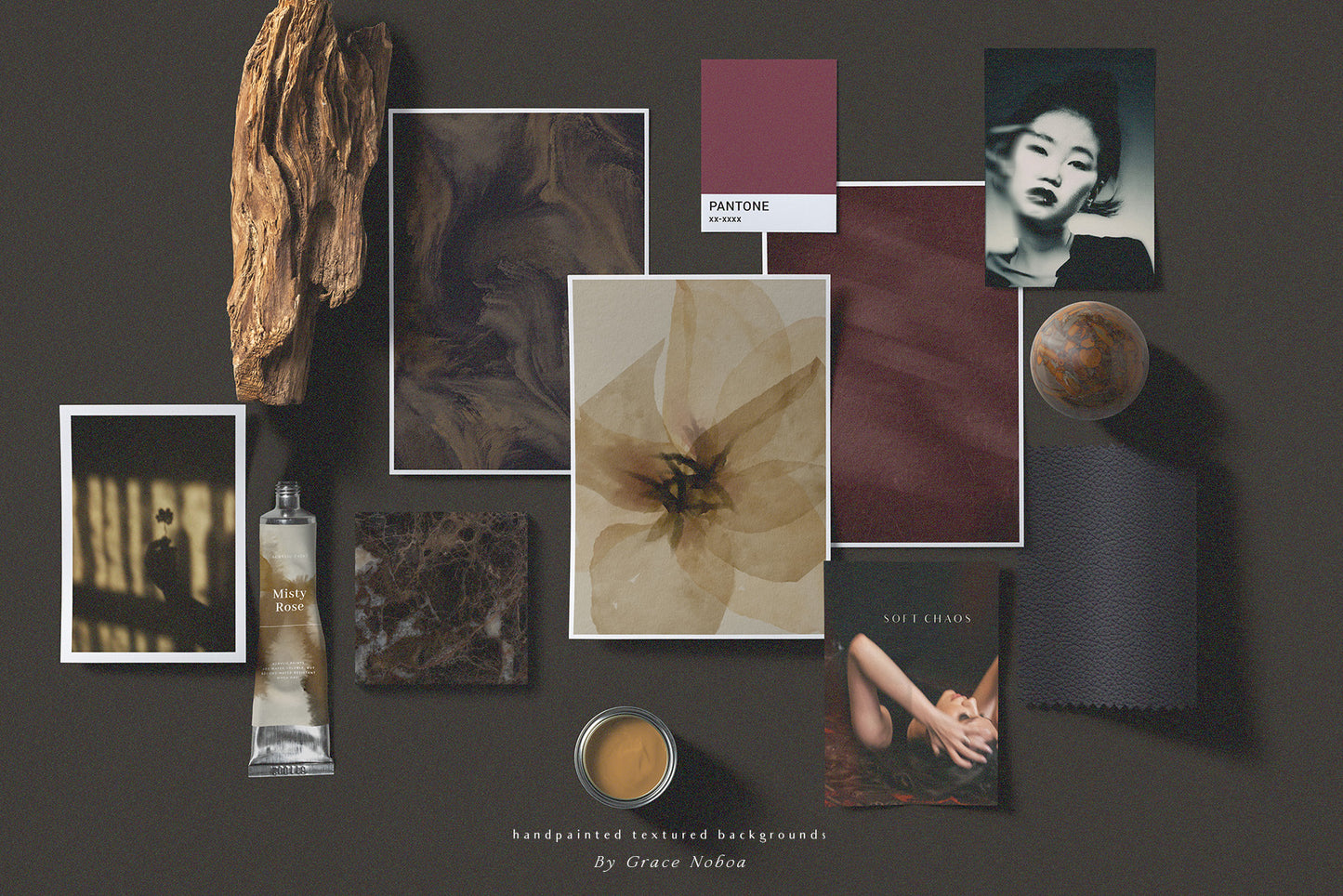 Organic Grainy Blurred textured backgrounds and moody posters for home decor