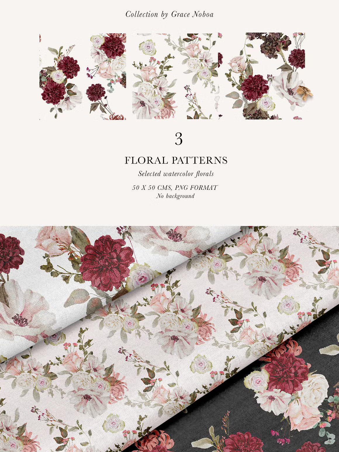 Burgundy & Blush Watercolor autumnal Florals clipart